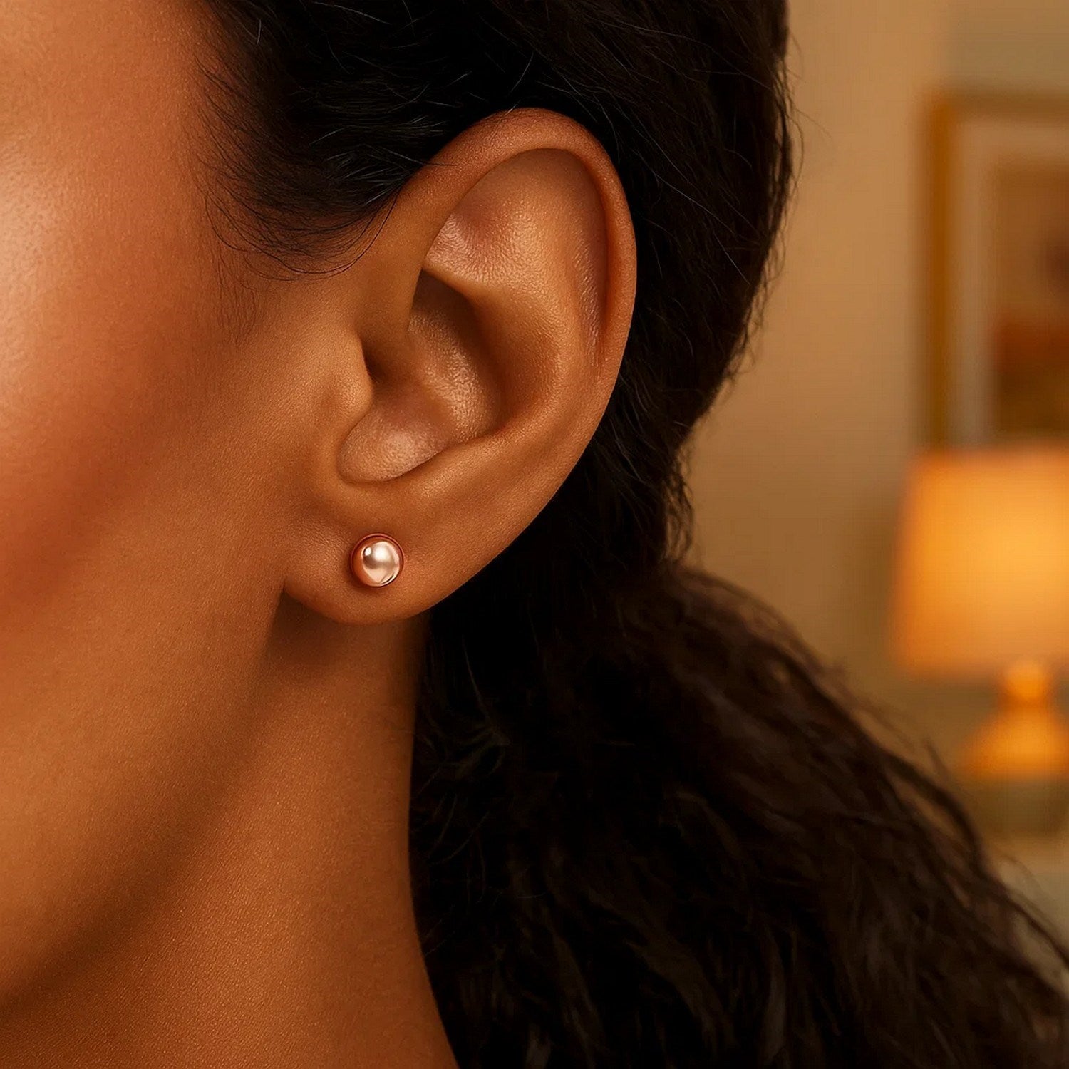 14k Rose Gold Classic Round Shape Stud Earrings (6mm)