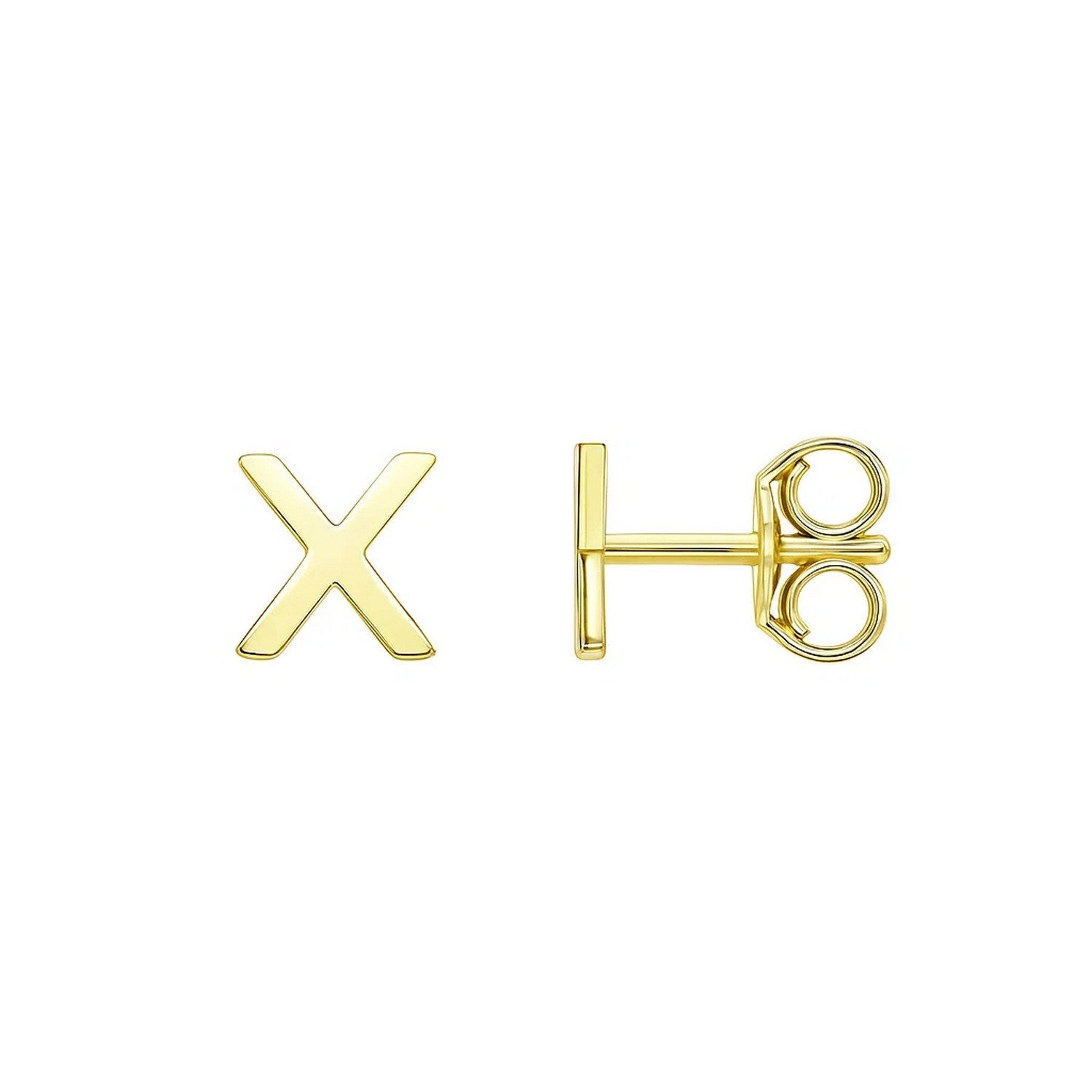 14K Yellow Gold Yours Truly Initial X Stud Earrings