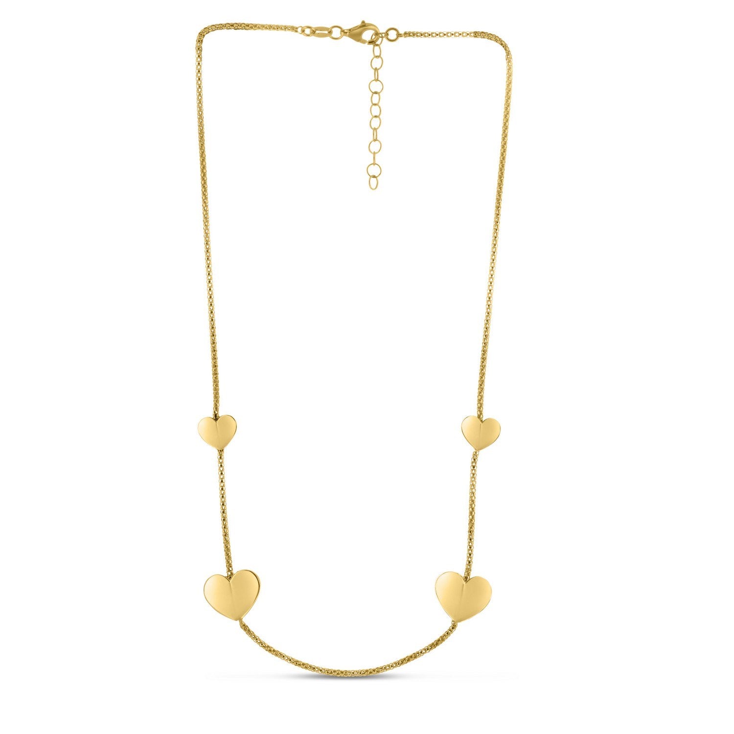 Sterling Silver Gold Plated Hearts Station Necklace