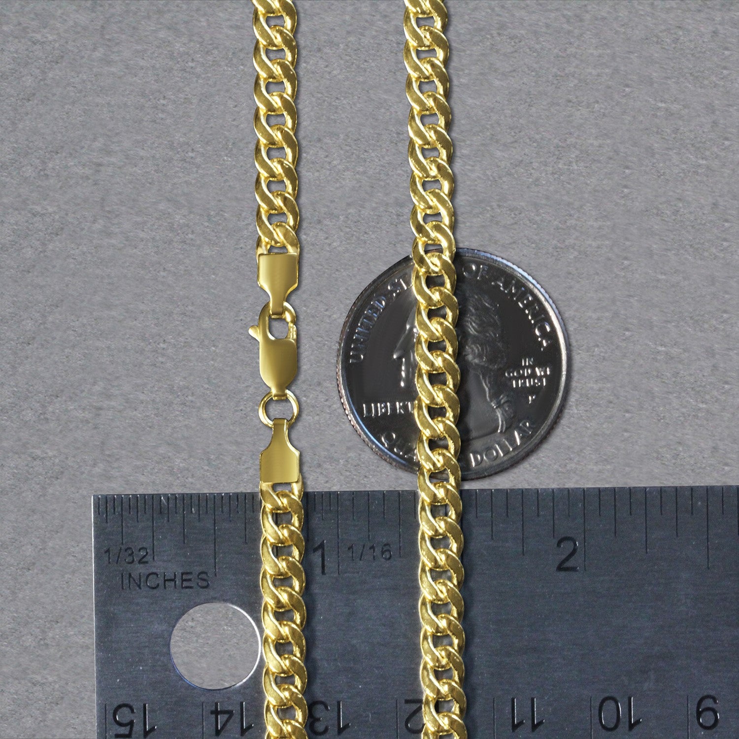 10k Yellow Gold Miami Cuban Semi Solid Chain (4.50 mm)