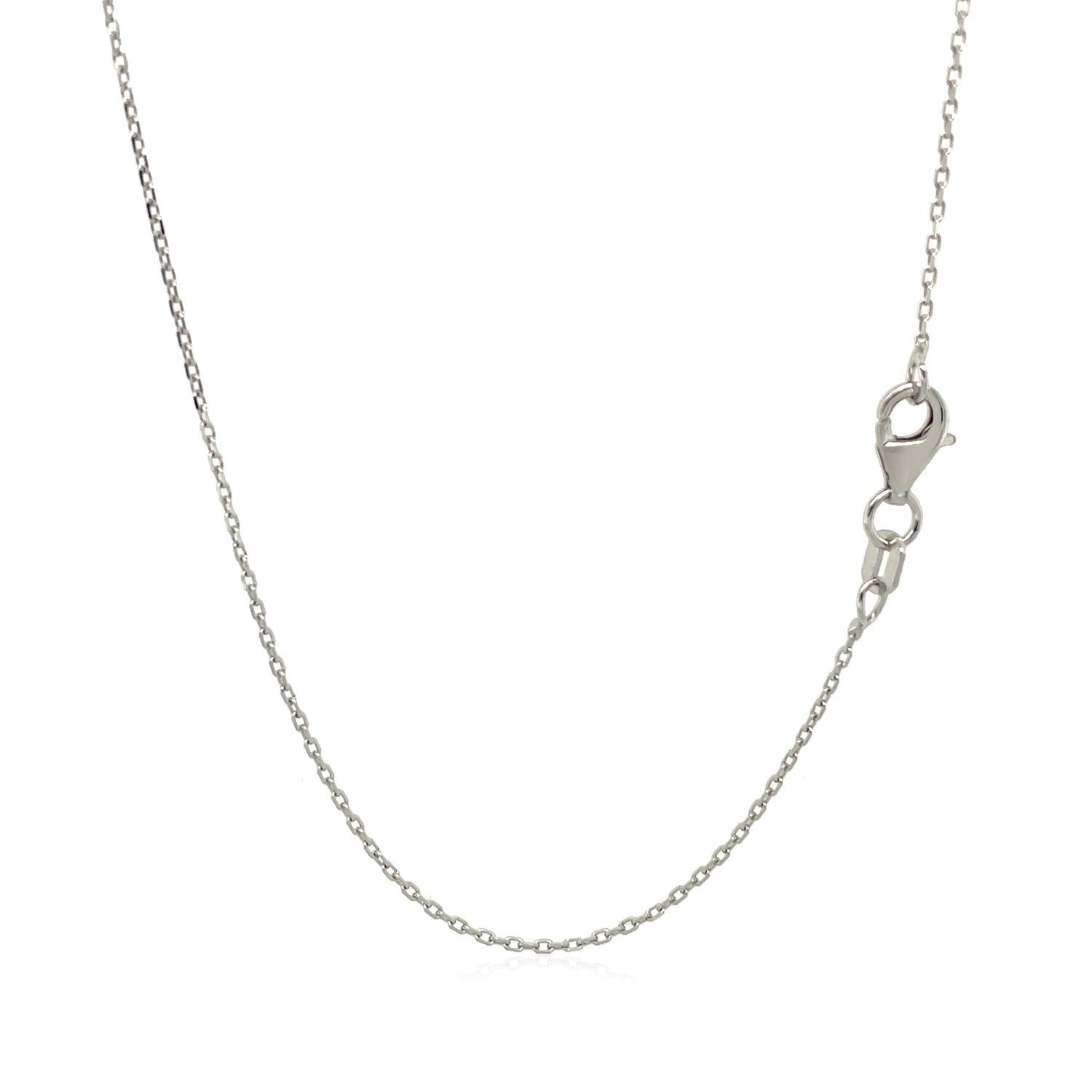 18k White Gold Diamond Cut Cable Link Chain (0.80 mm)