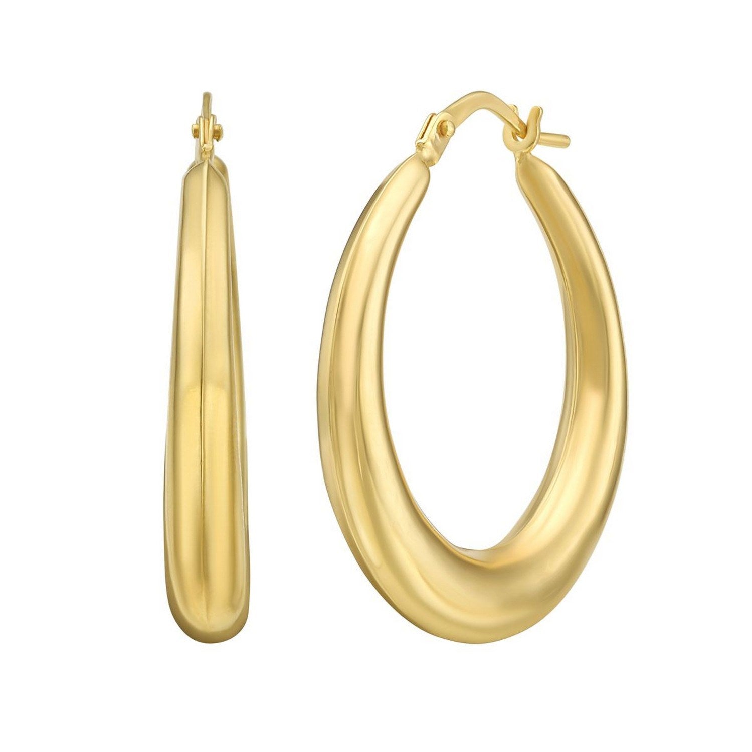 14K Yellow Gold Round Back to Back Hoop Earrings