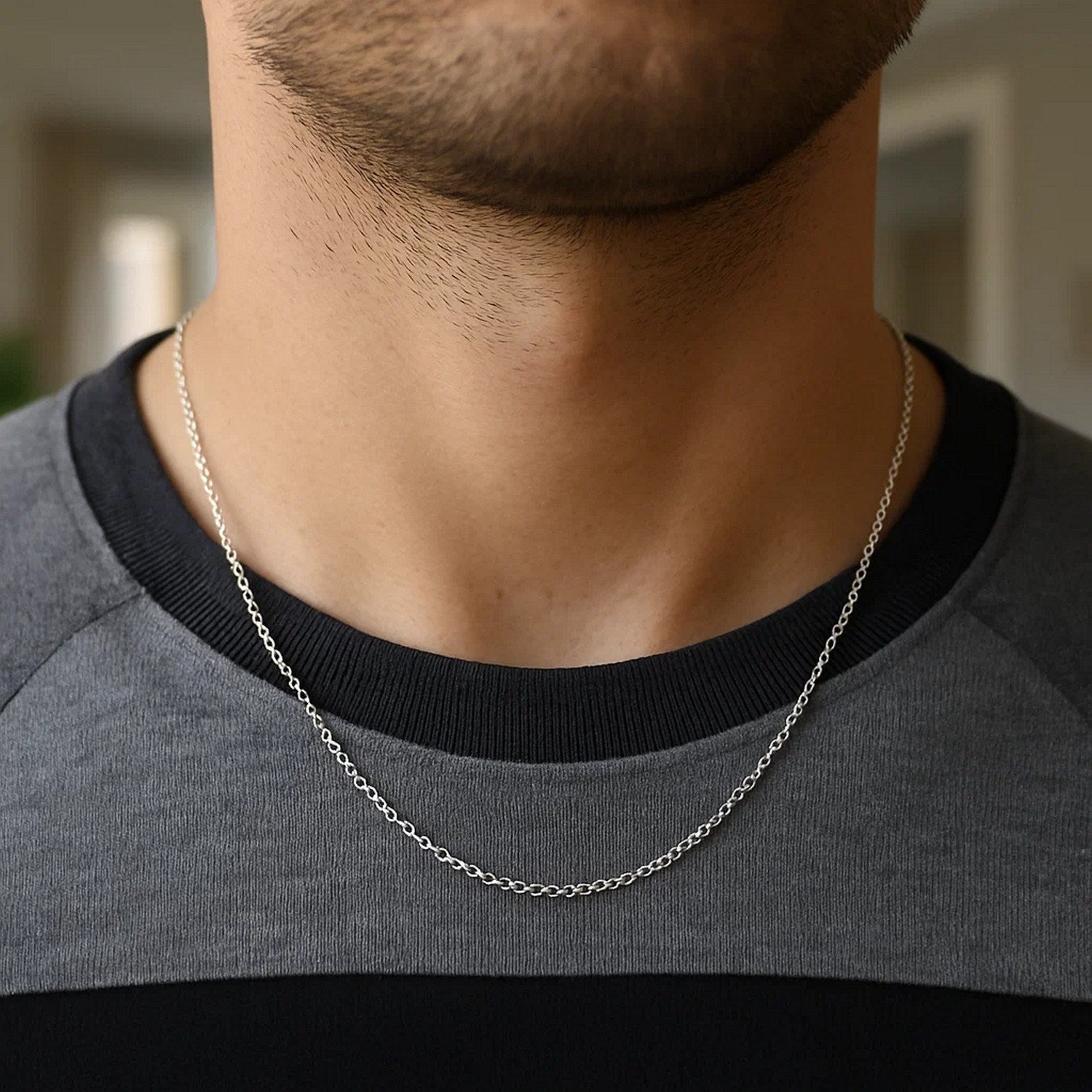 Sterling Silver Rhodium Plated Round Cable Chain (1.50 mm)