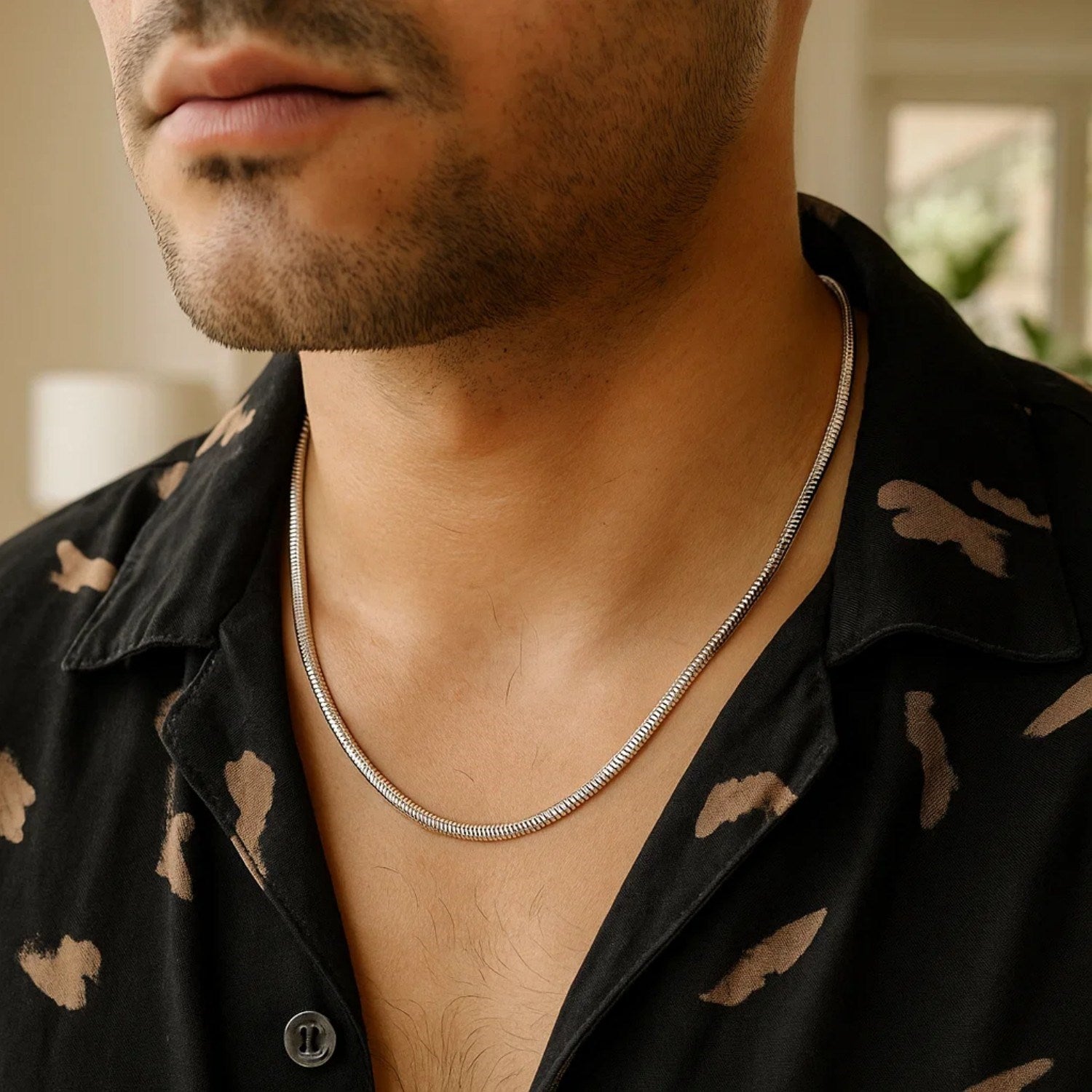 Sterling Silver Rhodium Plated Octagonal Snake Chain (3.00 mm)