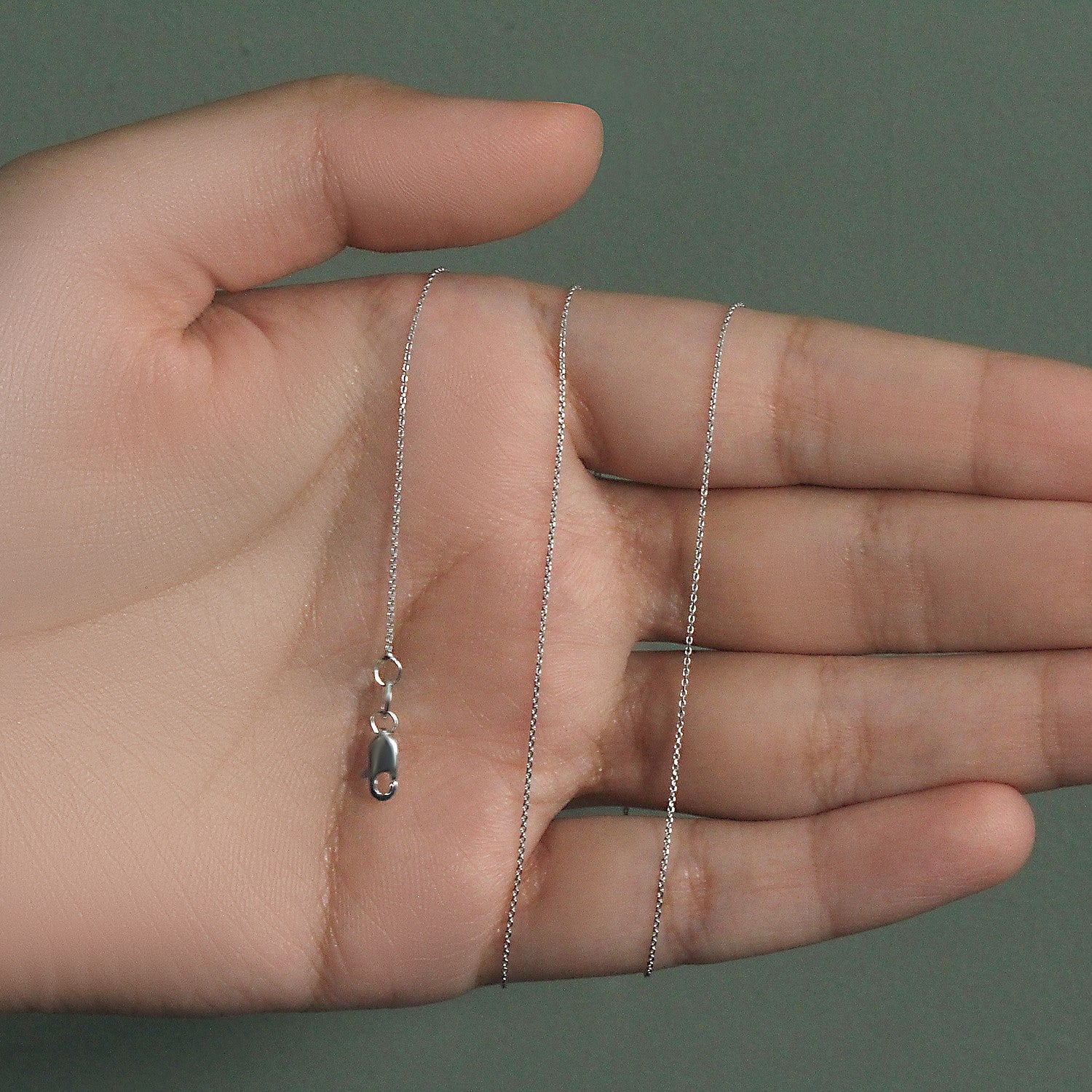 14k White Gold Cable Link Chain (0.50 mm)