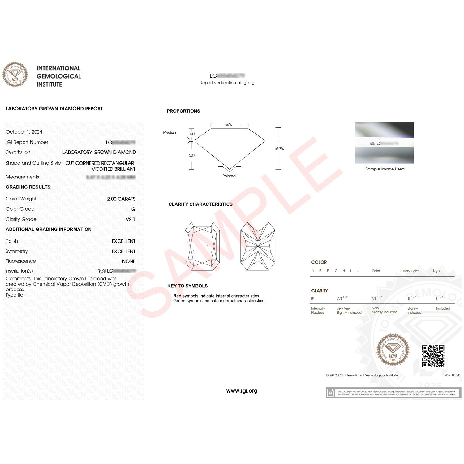 2 Carat Radiant Lab Grown IGI G/VS1 Diamond Solitaire Ring in 10K White Gold