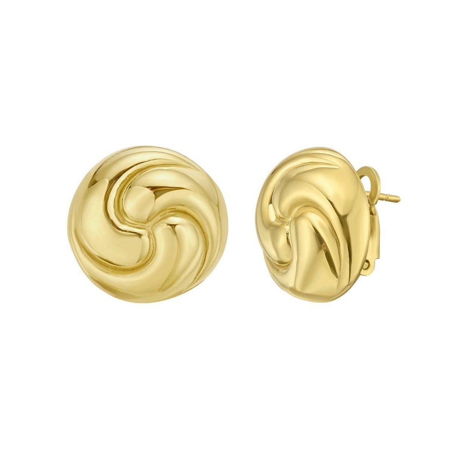 Sterling Silver Yellow Gold Plated Puffed Swirly Knot Stud Earrings