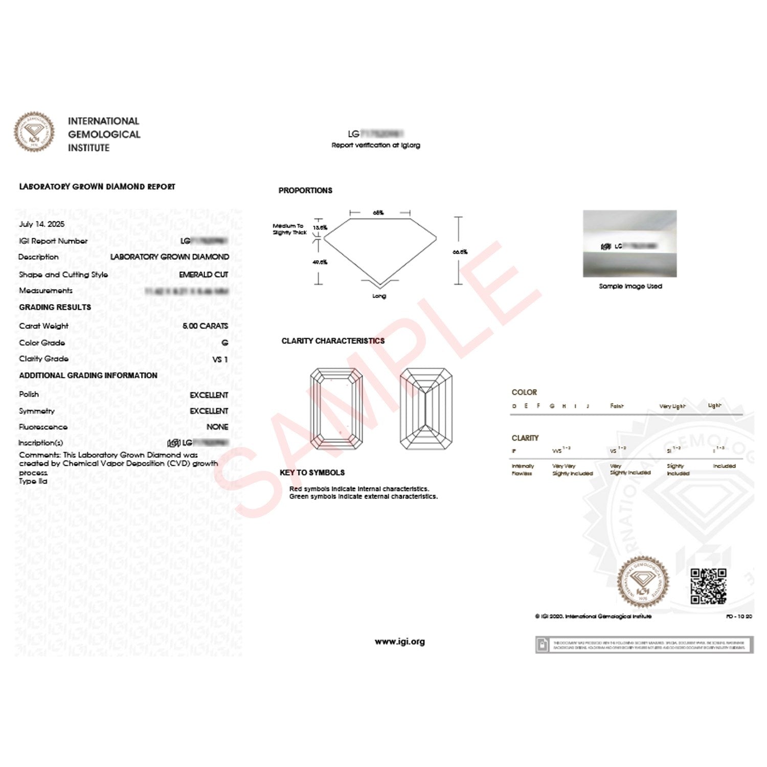 5 Carat Emerald Lab Grown IGI G/VS1 Diamond Solitaire Ring in 10K Yellow Gold