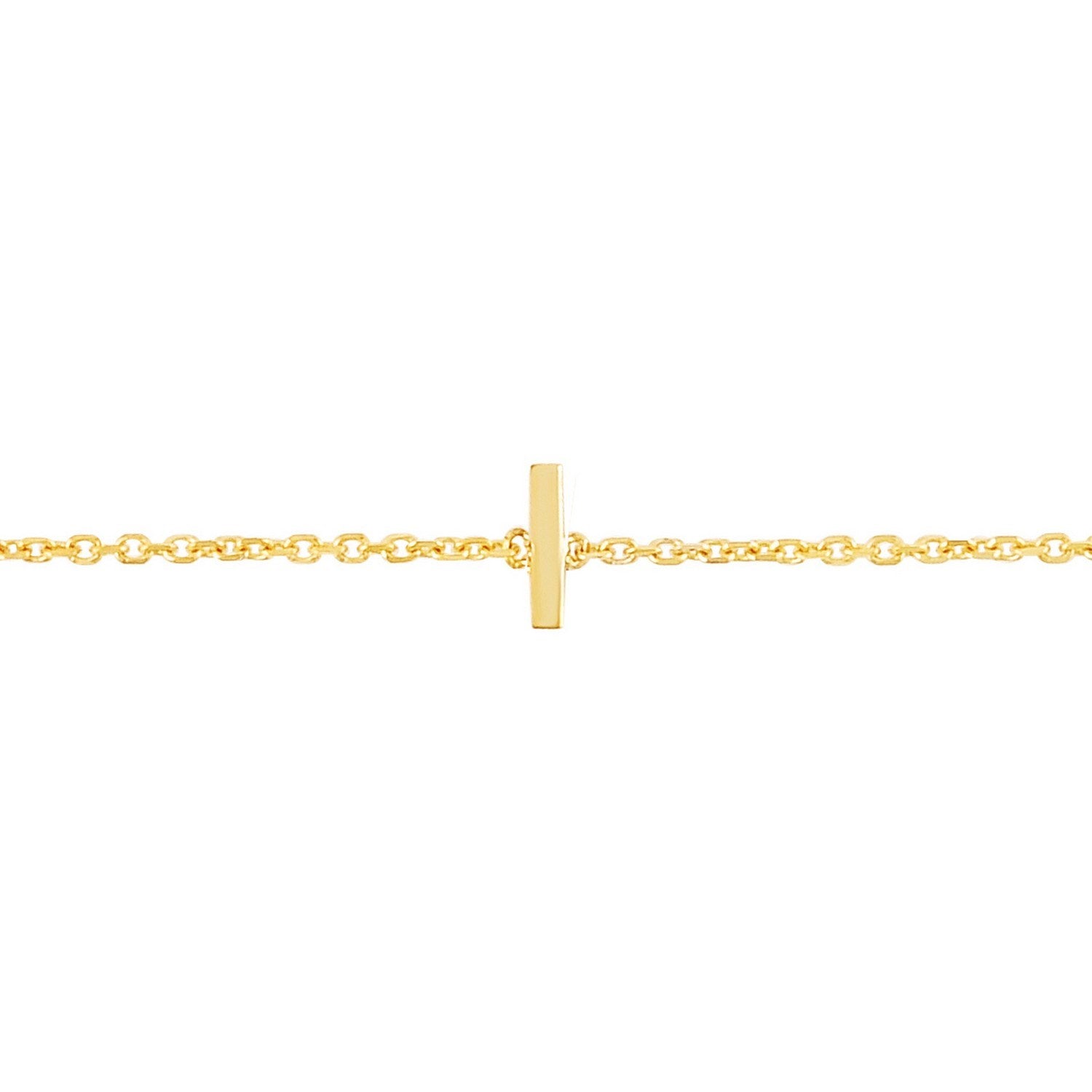 14K Yellow Gold Mini Initial I Bracelet