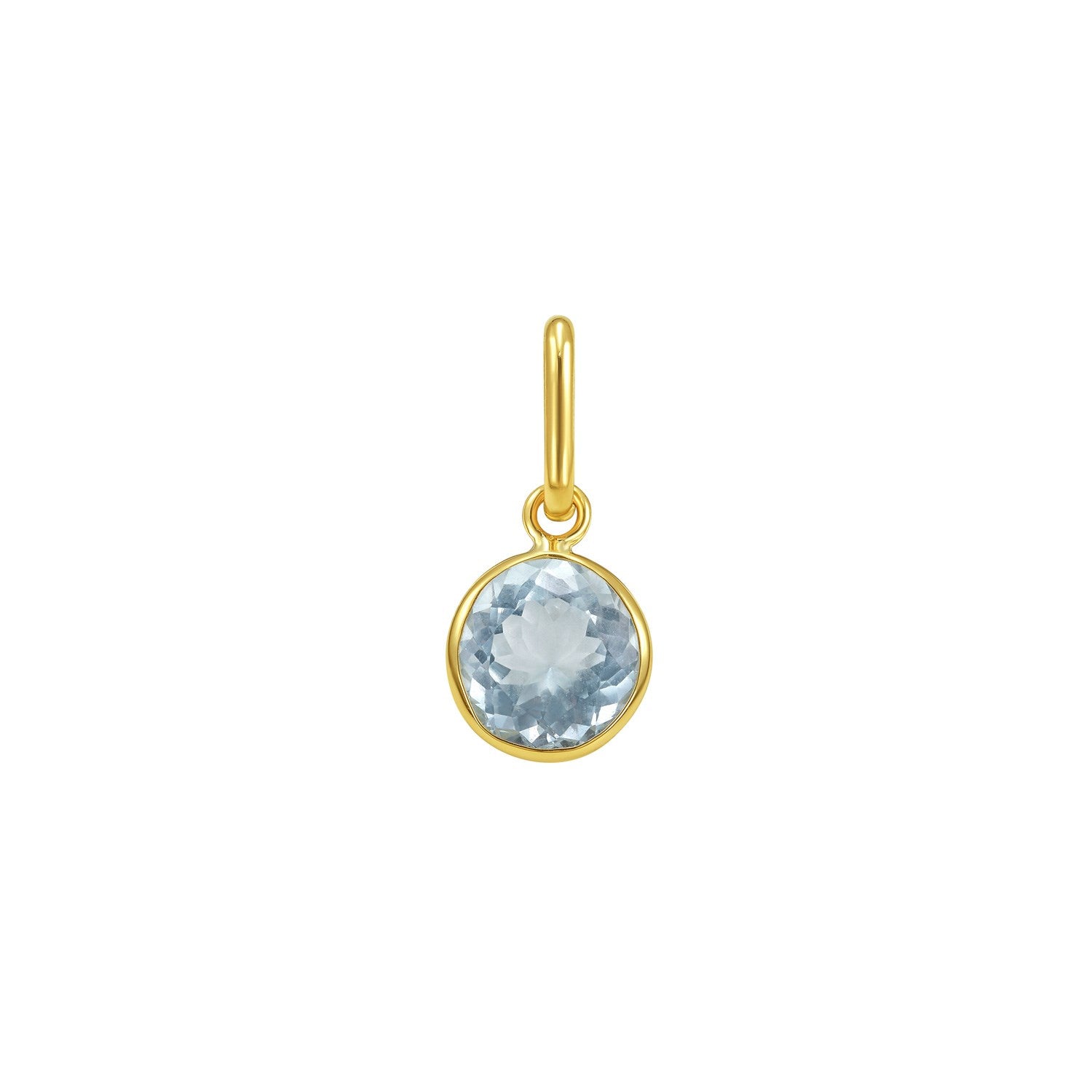 14K Yellow Gold Round Aqua Charm