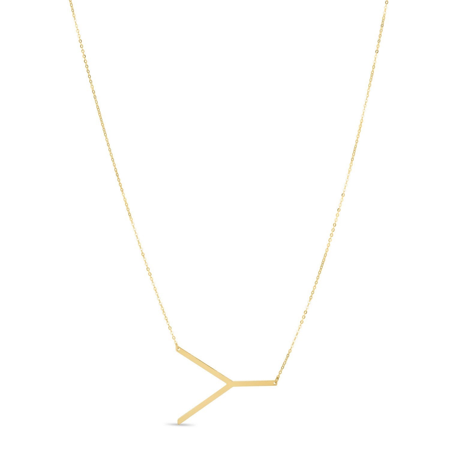 14K Yellow Gold Yours Truly Large Initial Y Necklace