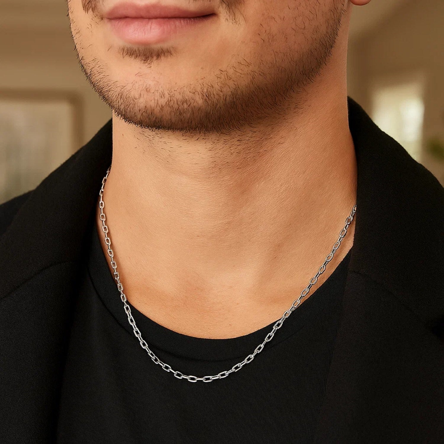 Sterling Silver Rhodium Plated French Cable Chain (3.40 mm)